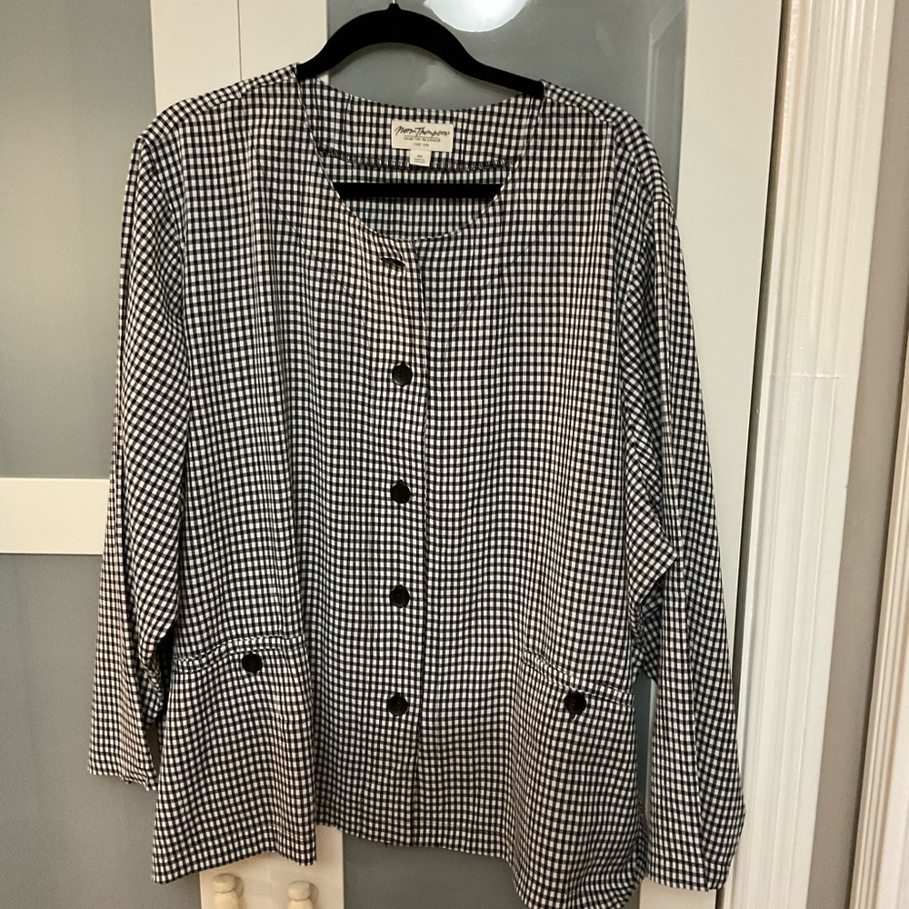Norm Thompson black and white checkered jacket
